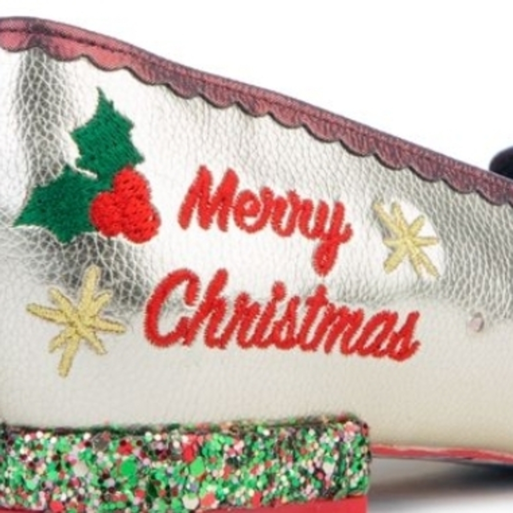 Irregular Choice Gold Santa Flats - Picture 2 of 5